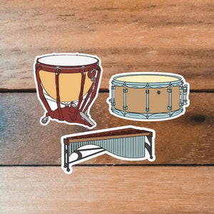Percussion Sticker Pack, Timpani Sticker, Marimba Sticker, Snare Drum Sticker, Instrument Stickers