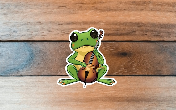 Cello Player Sticker Cello Sticker Frog Playing Cello Sticker