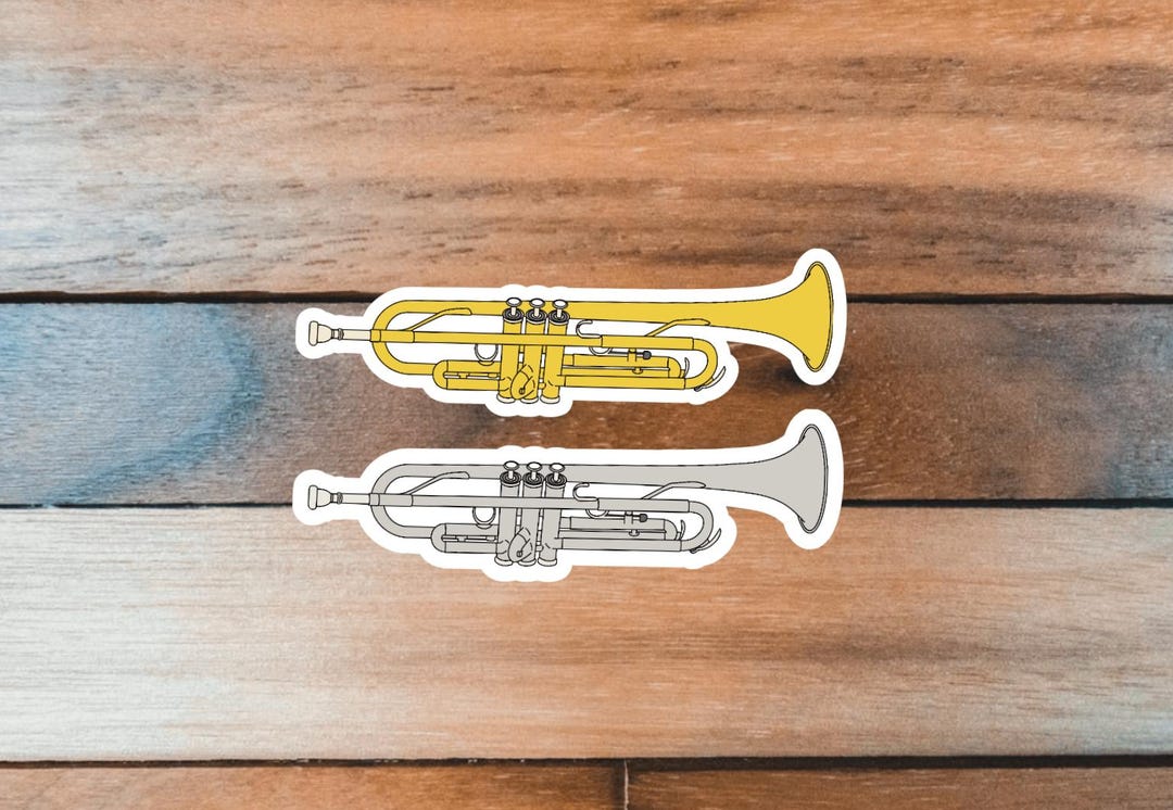 Silver Trumpet Sticker Trumpet Sticker, Brass Musician Gift, Gift for Musician, Band Orchestra ...