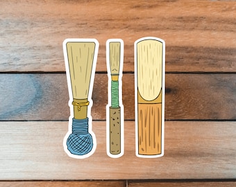 Reed Sticker, Oboe Reed Sticker, Bassoon Reed Sticker, Clarinet Reed Sticker, Saxophone Reed Sticker, Woodwind Reed Set, Gift for Musician