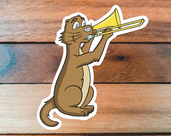 Trombone Player Sticker, Trombone Sticker, Otter Sticker, Music Sticker, Animal Sticker, Band Orchestra Education