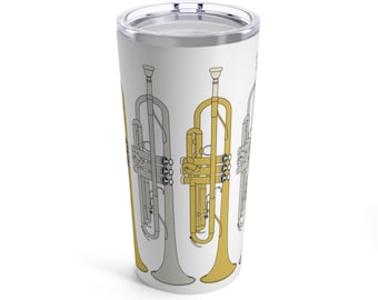 Vaso de trompeta 20oz, Regalo de trompeta, Regalo para músico, Vaso de instrumentos de banda