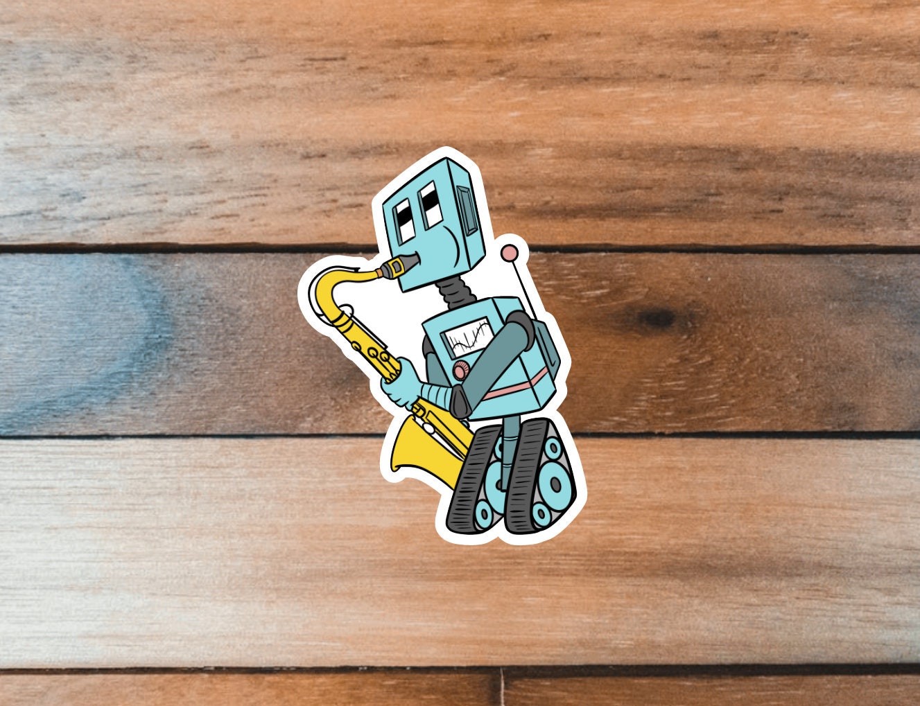 Saxophone Player Sticker, Saxophone Sticker, Music Sticker, Robot Sticker, Jazz Band