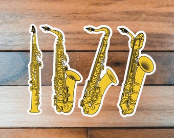 Juego de pegatinas para cuarteto de saxofones, pegatinas para soprano, alto, tenor y barítono