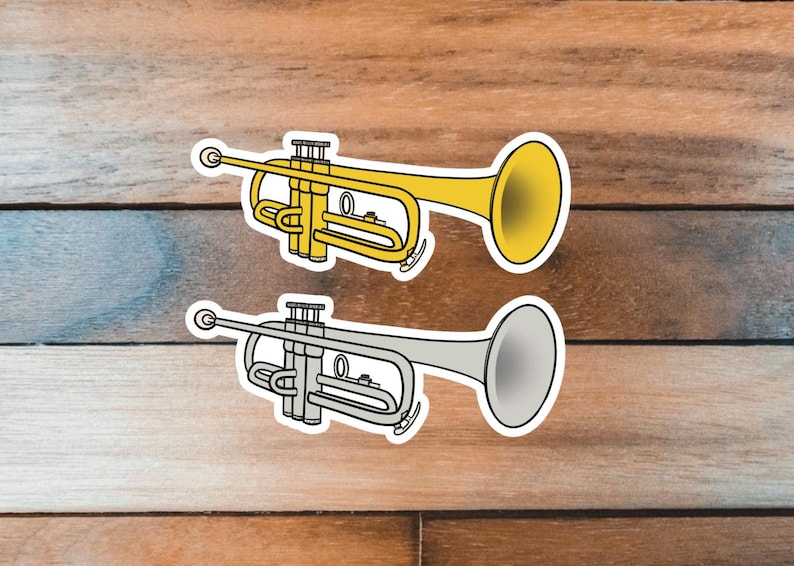 Silver Trumpet Sticker Trumpet Sticker - Etsy