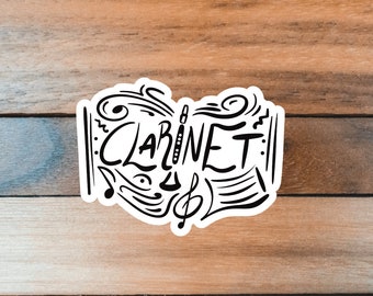 Pegatina de clarinete, regalo de clarinete, regalo de clarinetista, clarinetista, orquesta de banda, pegatina de música