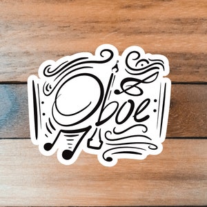Oboe Sticker, Oboist Gift, Gift for Oboe Player, Instrument Sticker, Band Orchestra, Music Sticker