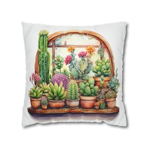 Cactus Pillow Cover: Desert Floral Succulent Boho Decor