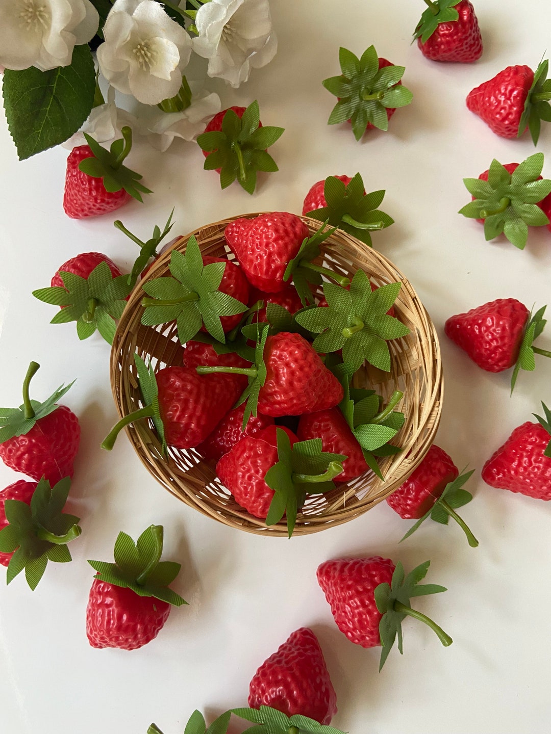 Fake Strawberries Tiered Tray Decor Strawberry Props Fake Fruit Kitchen
