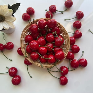Cherry Decor / Tiered Tray Decor / Cherry Props / Fake Fruit / Kitchen Decor