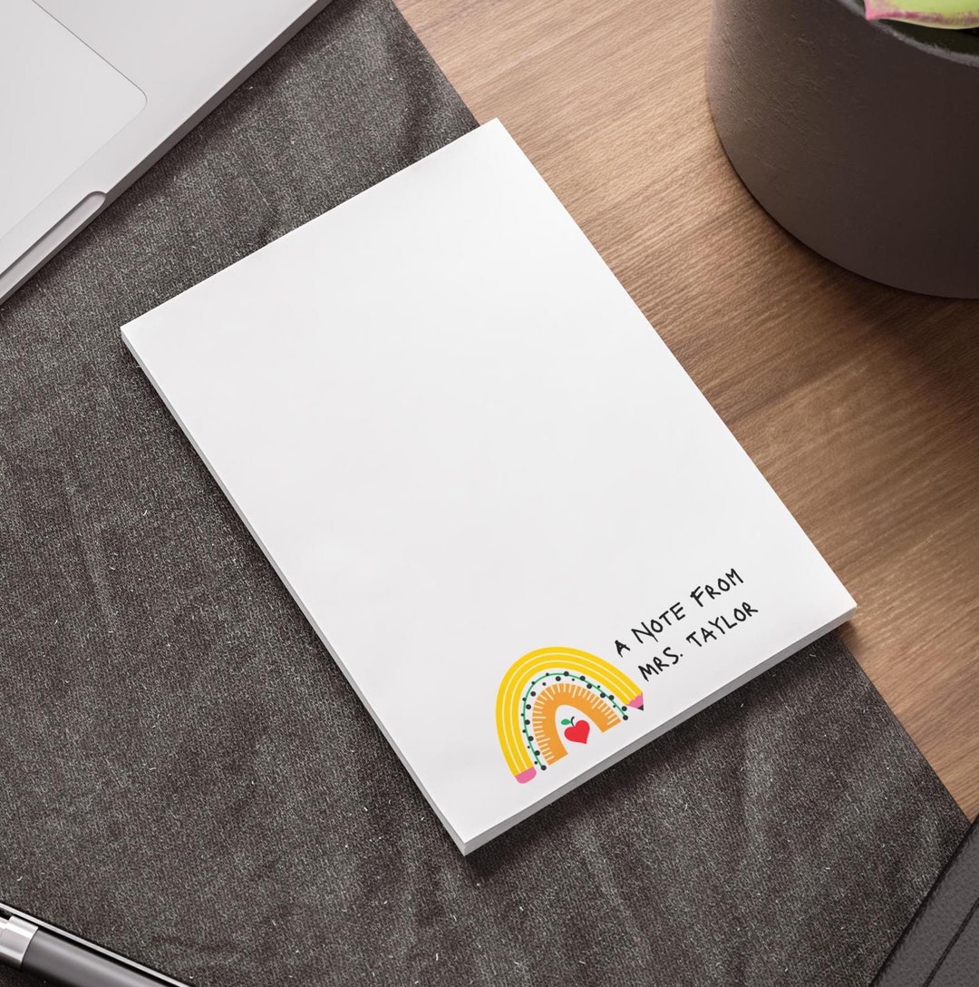 Personalized Teacher Post-it® Notepad Boho Rainbow Design Gift - Etsy
