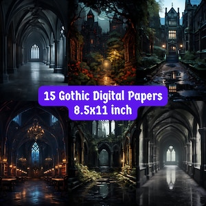 Gothic Courtyard Indoor Digital Backdrop Dark Academia Printable Background Junk Journal Cover Dark Cottagecore Digital Paper Pack