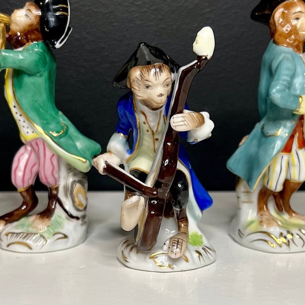 19th Century German Monkey band Porcelain Figurines Sold Seperately