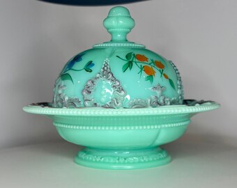 Very Rare GLOWING ELECTRIC MINT Cheese Dish in Mint Condition from 1900