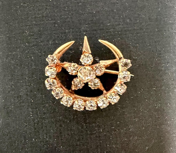 Victorian Solid Gold Celestial Brooch - image 5