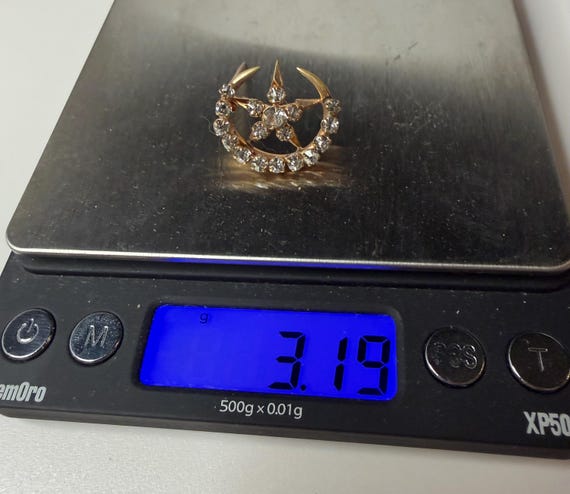 Victorian Solid Gold Celestial Brooch - image 7