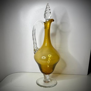 EMPOLI GLASS EWER with an Amber Twist