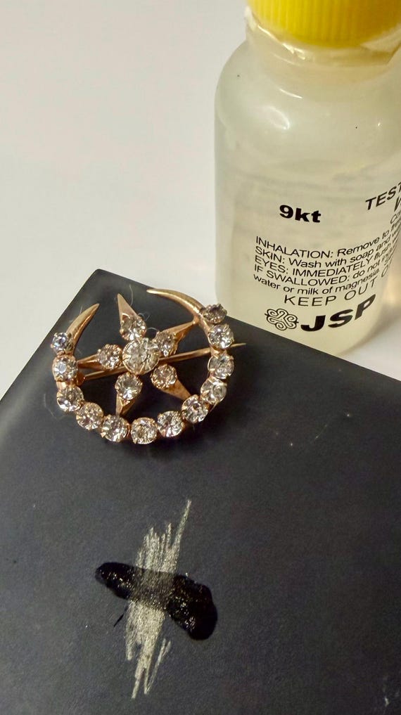 Victorian Solid Gold Celestial Brooch - image 6