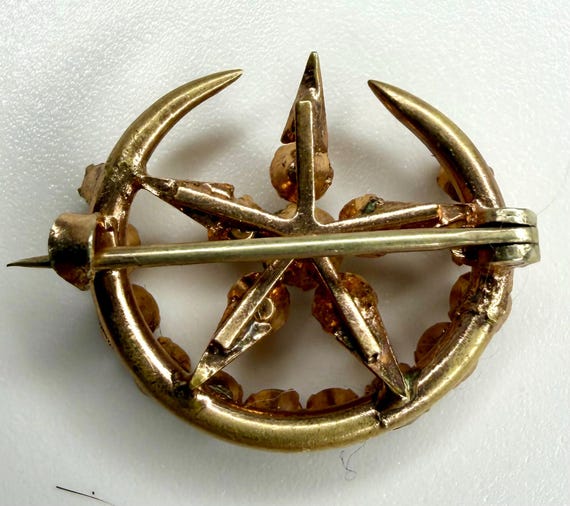 Victorian Solid Gold Celestial Brooch - image 4