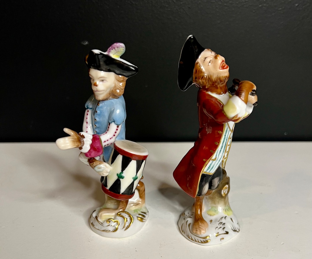 19th Century German Monkey Band Porcelain Figurines Sold Seperately Etsy