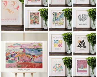 Conjunto de 12 decoración de pared, impresión de Matisse, póster, conjunto, paquete de pared de galería, arte de pared de 12 piezas, arte de pared moderno