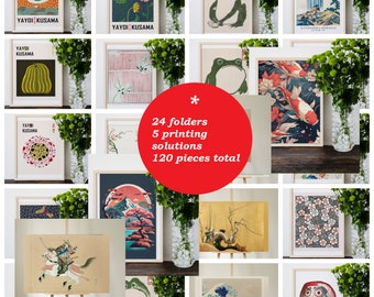 120 fotografías 24 carpetas 5 resoluciones gráficas diferentes, conjunto de galería, impresiones artísticas de moda, impresiones decorativas japonesas, conjunto de carteles retro.