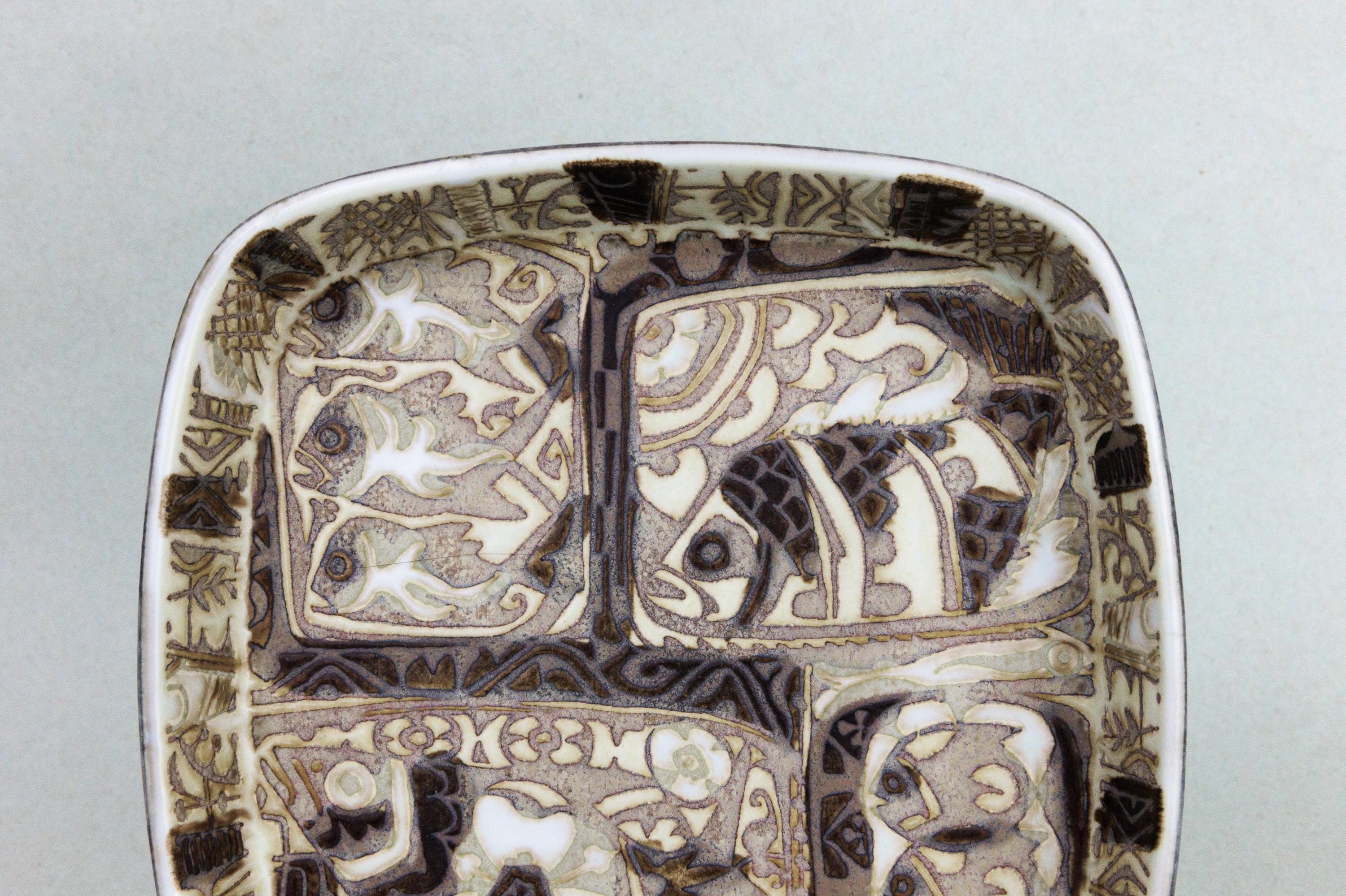 Vintage Small Square Ceramic Dish, Nils Thorsson Royal Copenhagen