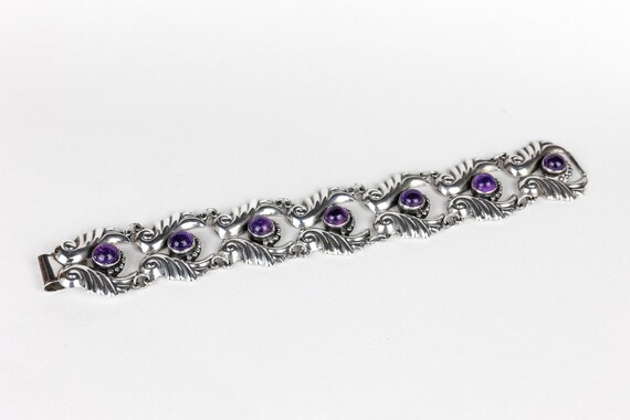 Vintage Mexican Silver Amethyst Bracelet, Marked AE Sterling