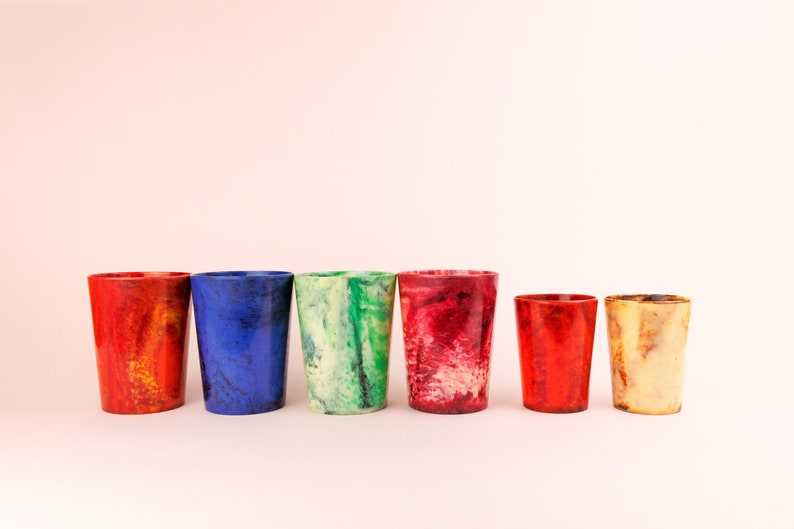 Vintage Bandalasta Ware Bakelite Marbled Early Plastic Cups, Tumbler, Retro Plastic, 1930s, Early 20th Century image 5