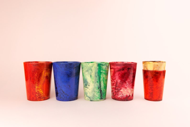 Vintage Bandalasta Ware Bakelite Marbled Early Plastic Cups, Tumbler, Retro Plastic, 1930s, Early 20th Century image 4