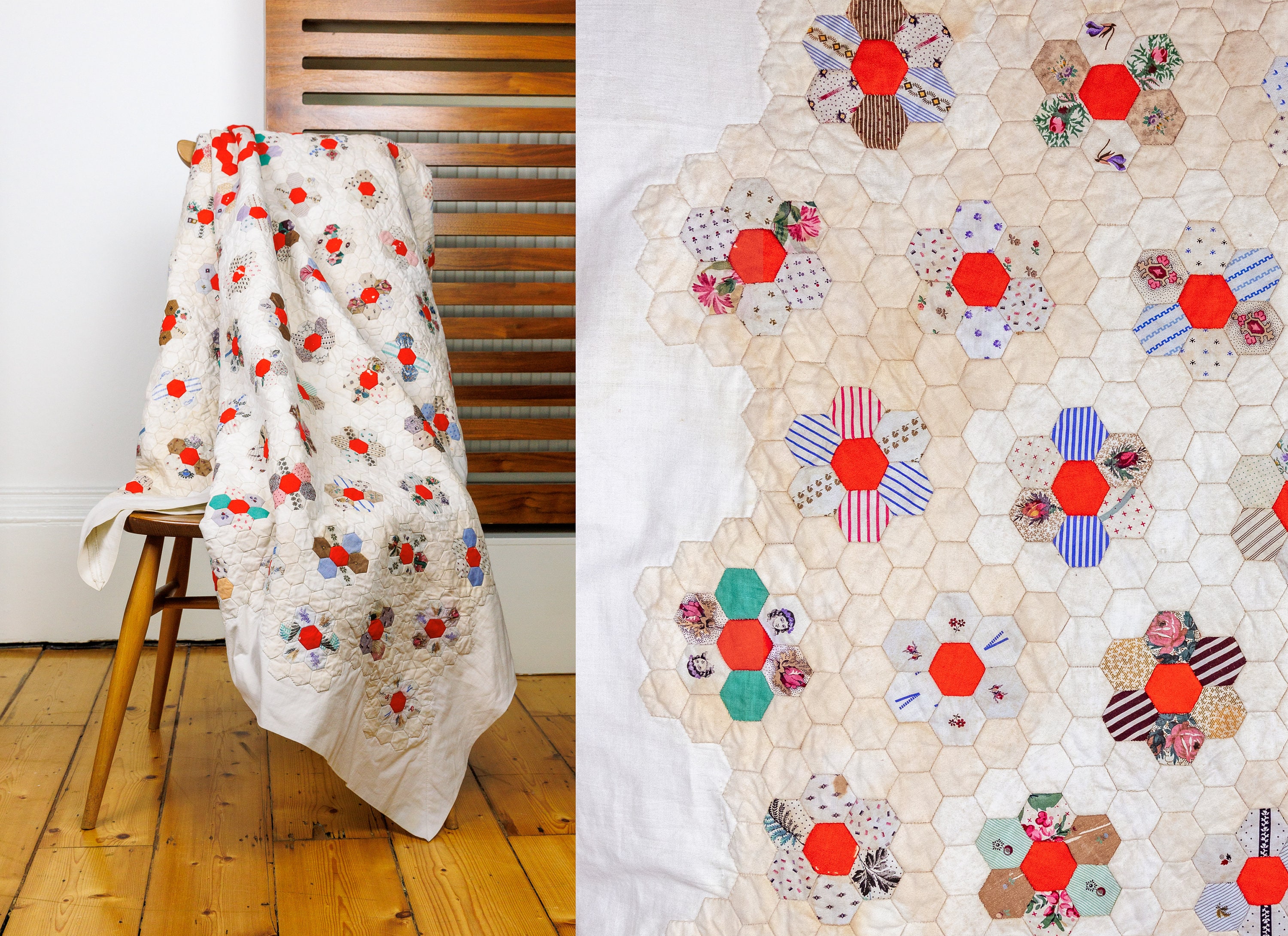Antique quilt grandmothers flower garden - Etsy 日本