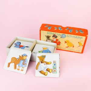 Vintage Toy Schnipp Schnapp Game, jeu de cartes snap, milieu du 20e siècle, Josef Scholz, cartes illustrées