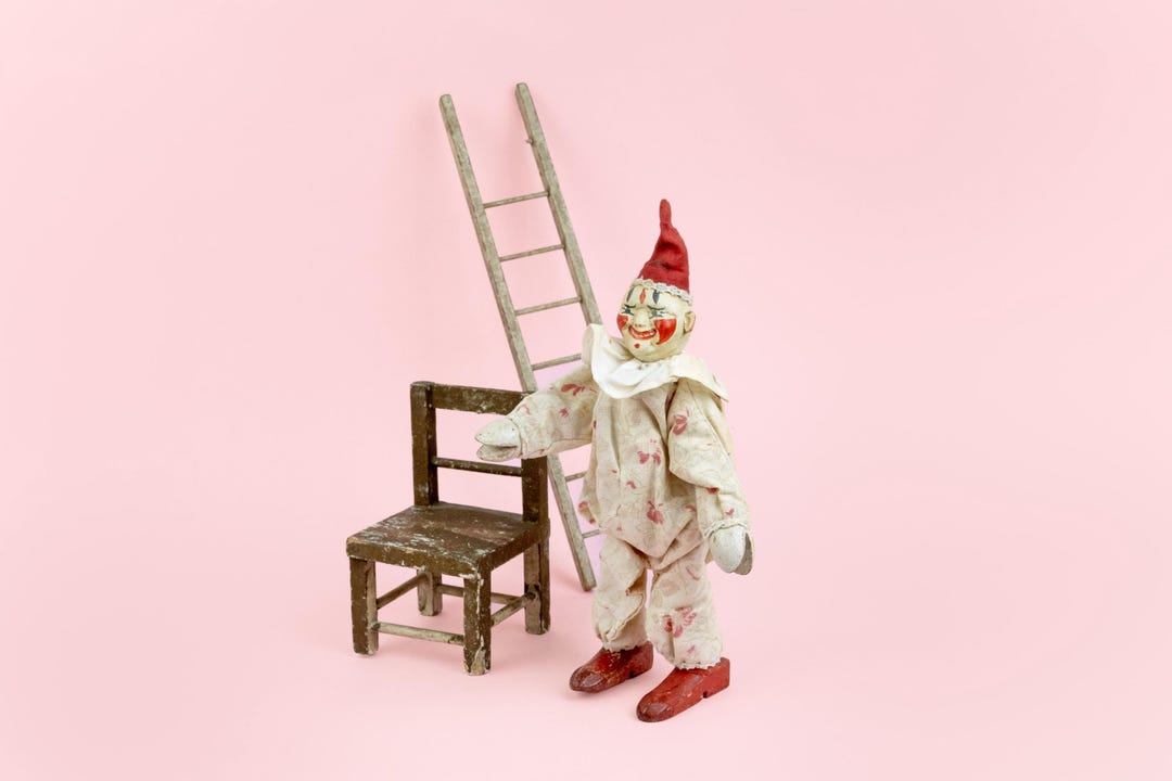 Antique Schoenhut Humpty Dumpty Circus Wooden Toy Clown, Chair and ...