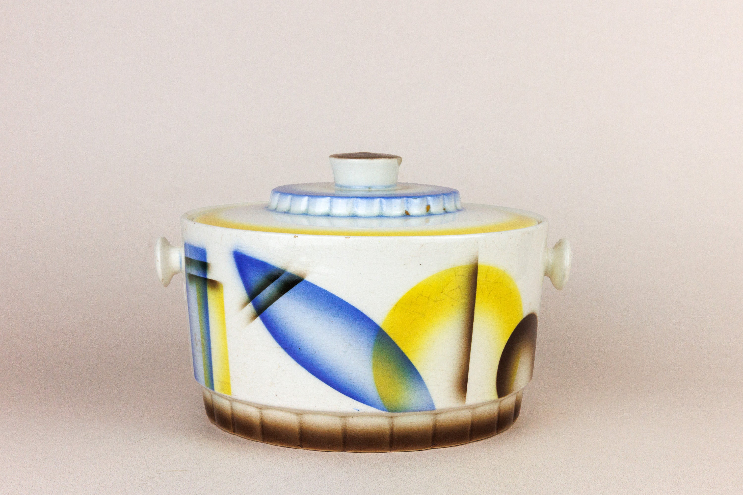 Vintage Bauhaus German Lidded Art Deco Ceramic Box, 30s