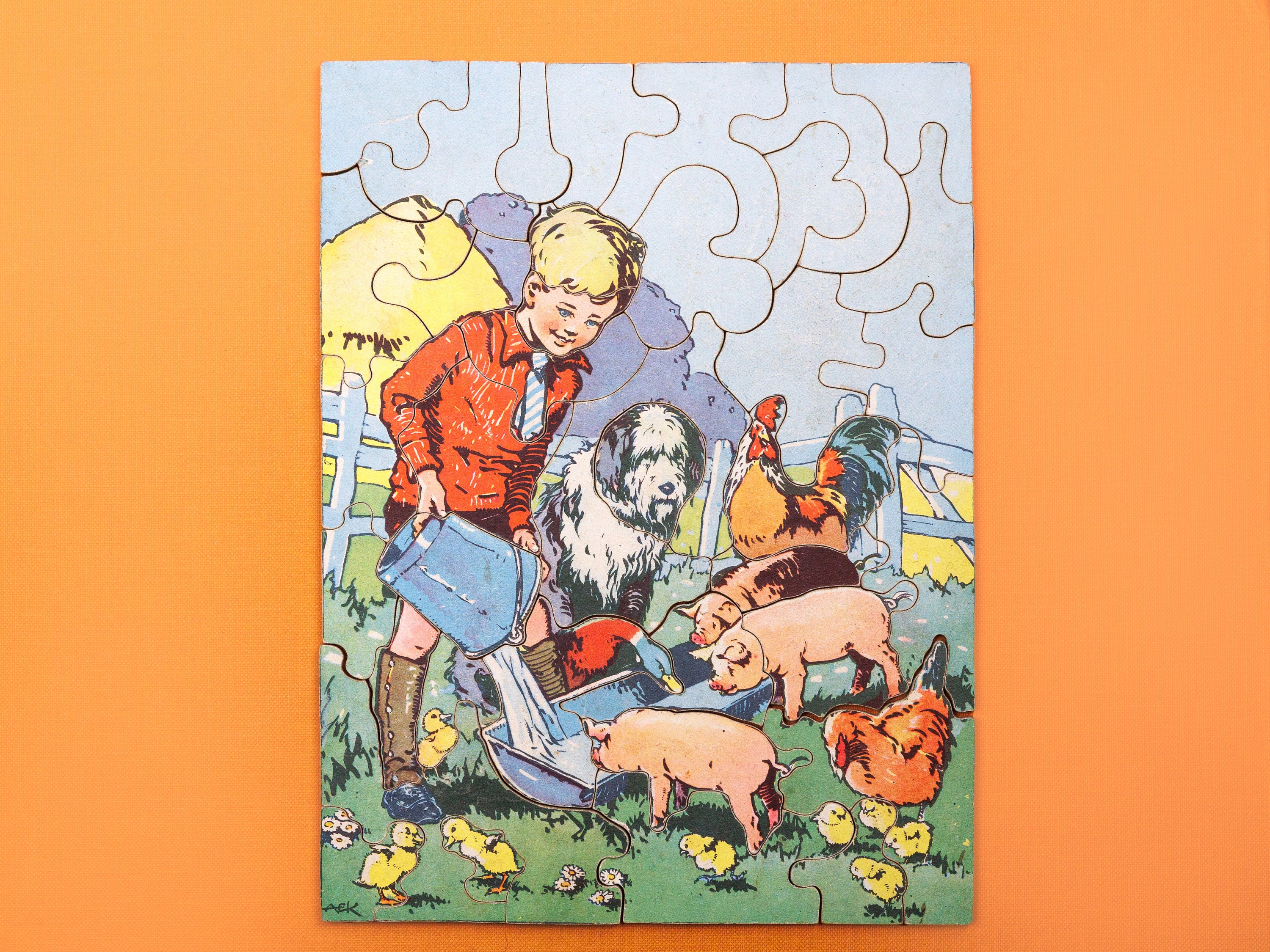 Collection of Vintage British Animal Jigsaw Puzzles, Zoo, Farm