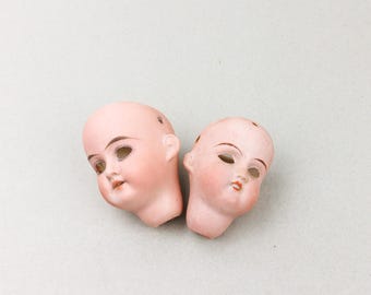 Lot De 2 Têtes De Poupée Anciennes – Vintage, Pour Collection Ou Création