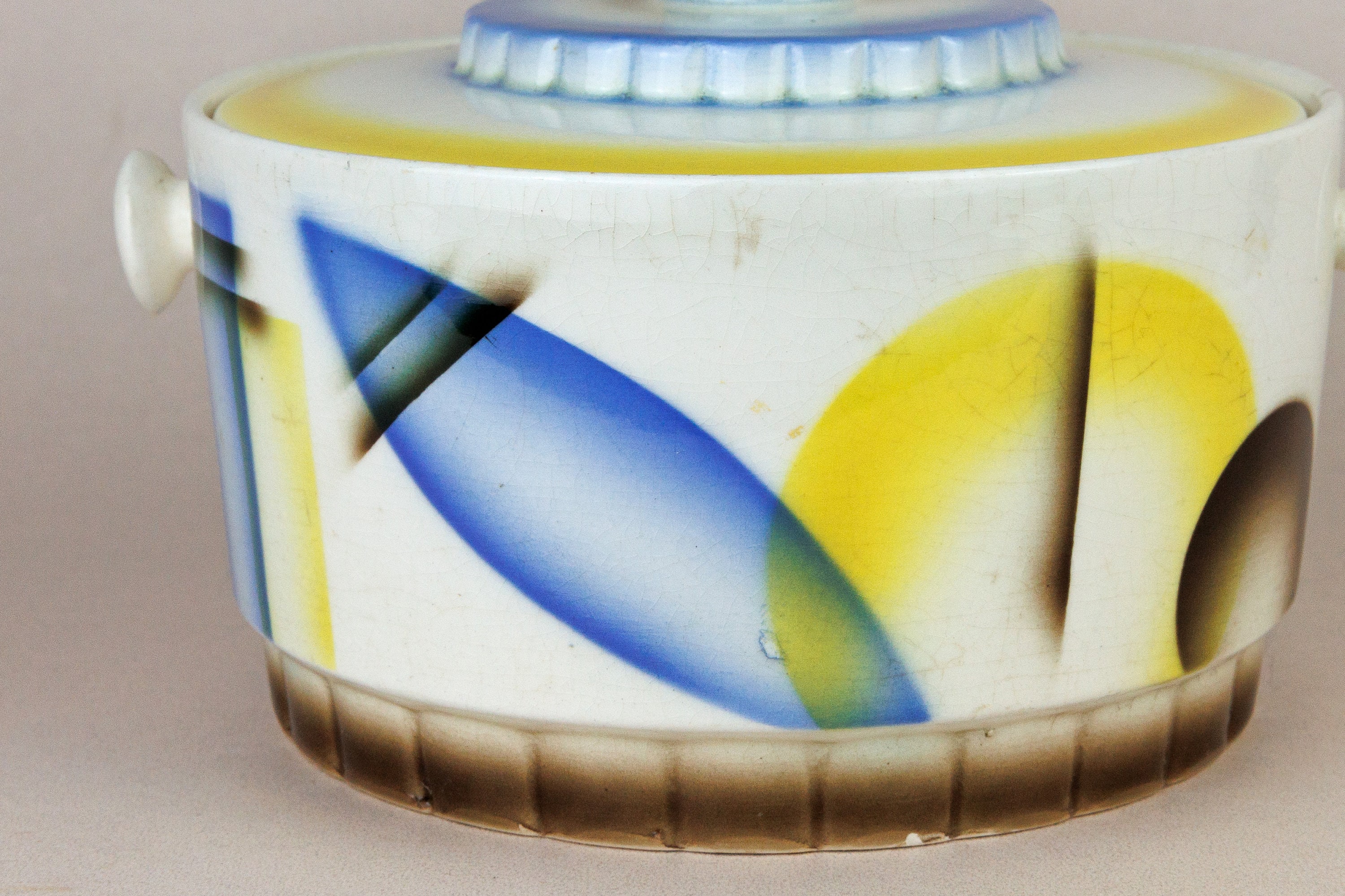 Vintage Bauhaus German Lidded Art Deco Ceramic Box, 30s