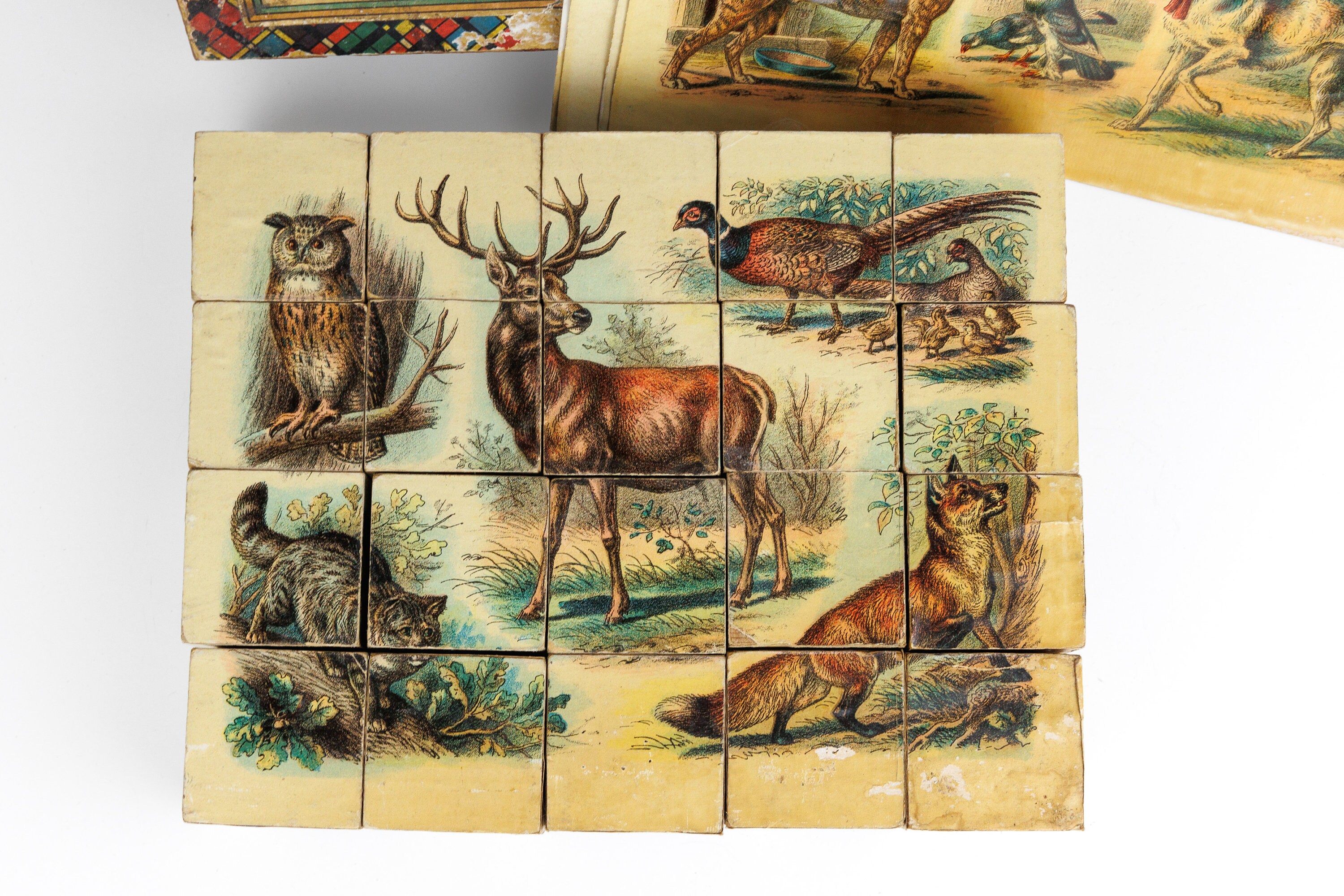 Vintage animal puzzle blocks - Etsy 日本