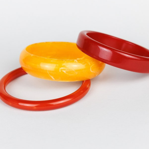Bracelet Jonc Vintage Buch + Deichmann - Danemark 1980, Jaune Plastique