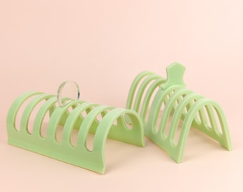 Pale Green Early Plastic Toast Racks, 6 Slots Mid Century Retro Lucite Kitchenalia, Sold Individually