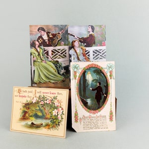 4x cartes postales anciennes et vintage, romantique, Saint-Valentin, cartes de collection, souvenirs