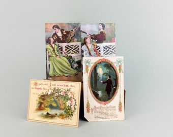 4x Antique and Vintage Postcards, Romantic, Valentine, Collectible Cards, Memorabilia