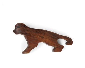 1x Vintage Wooden Toy Animals Monkey, Folk Art, Zoo Animals, Stained Wood, Mid 20th Century, Handmade, Woodpecker Toys, Ostheimer, Noahs Ark