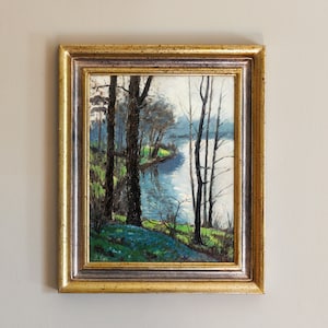Antique Oil Painting, 20th Century, Oil on Board, Woodland Landscape Scene, Wood Frame, Signed by Bruno Schöpe, Jungfernheide Berlin Germany