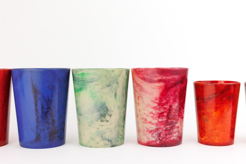 Vintage Bandalasta Ware Bakelite Marbled Early Plastic Cups, Tumbler, Retro Plastic, 1930s, Early 20th Century image 6