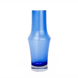 Vintage Blue Mid Century Riihimaki Glass Vase, Finnish, Model 1376, Studio Glass