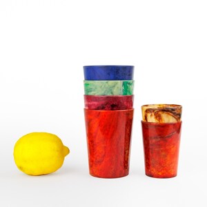Vintage Bandalasta Ware Bakelite Marbled Early Plastic Cups, Tumbler, Retro Plastic, 1930s, Early 20th Century image 2