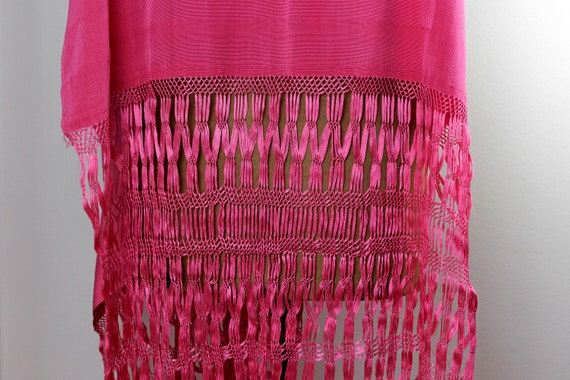 Antique Silk Fringed Shawl Scarf Early 20th Centu… - image 10