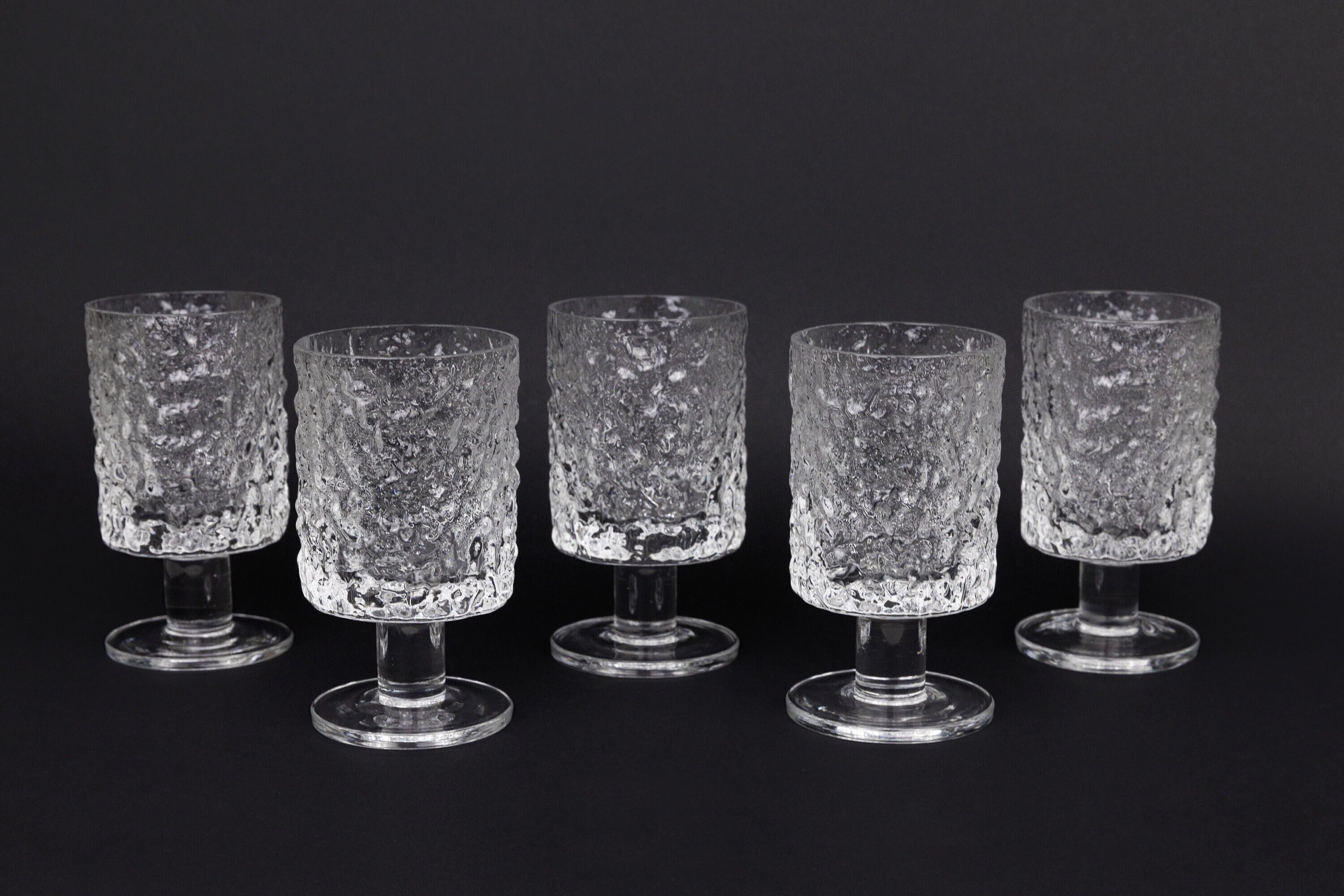 5x Whitefriars Glacier Sherry, Footed Tumbler Glasses, Clear Ice