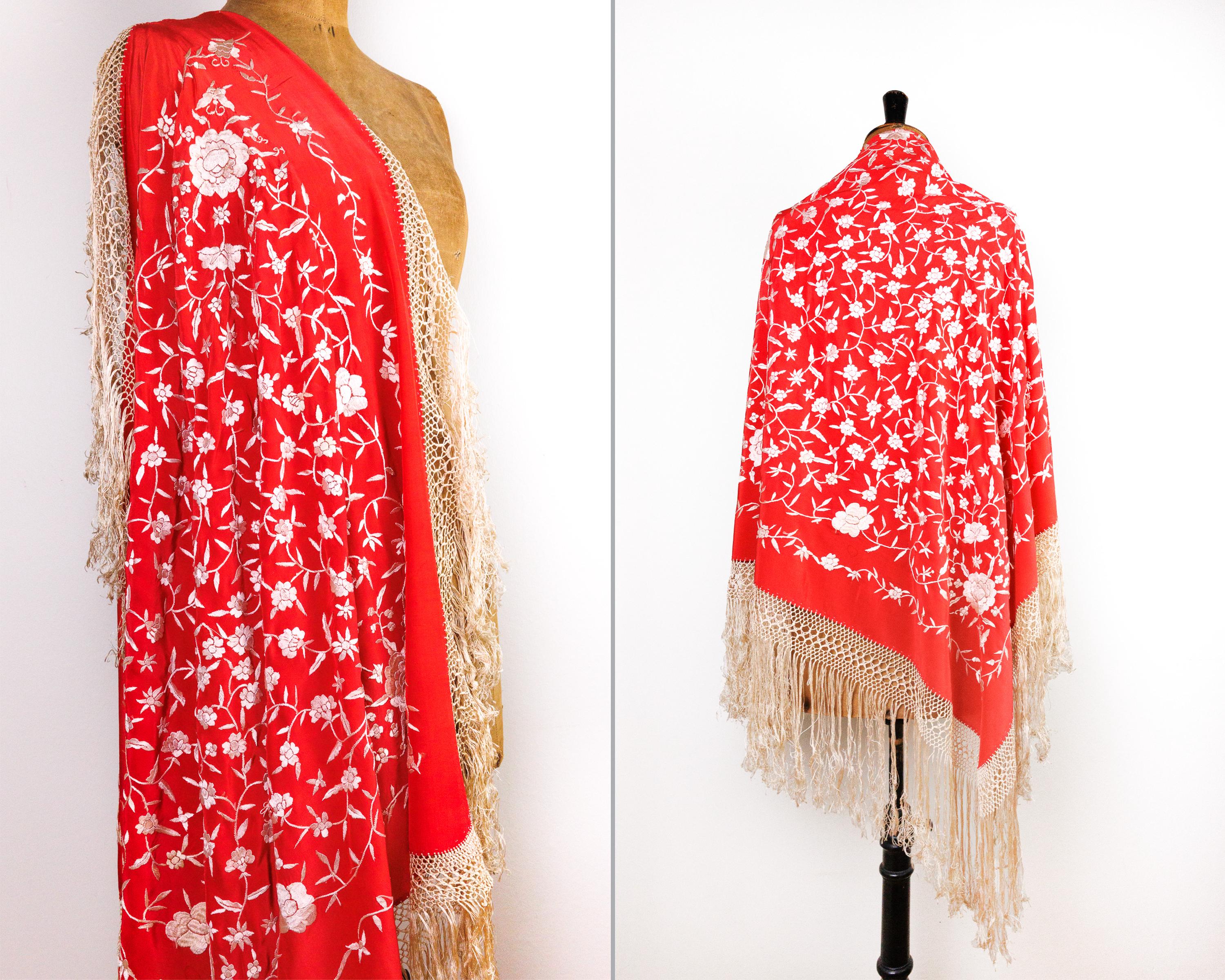 Flamenco shawl red - Etsy 日本